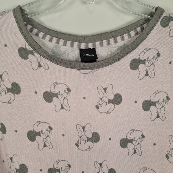 Disney Pajama Outfit Pink Gray XL Minnie Mouse Top & Jogger Pants Stretch - Picture 5 of 13